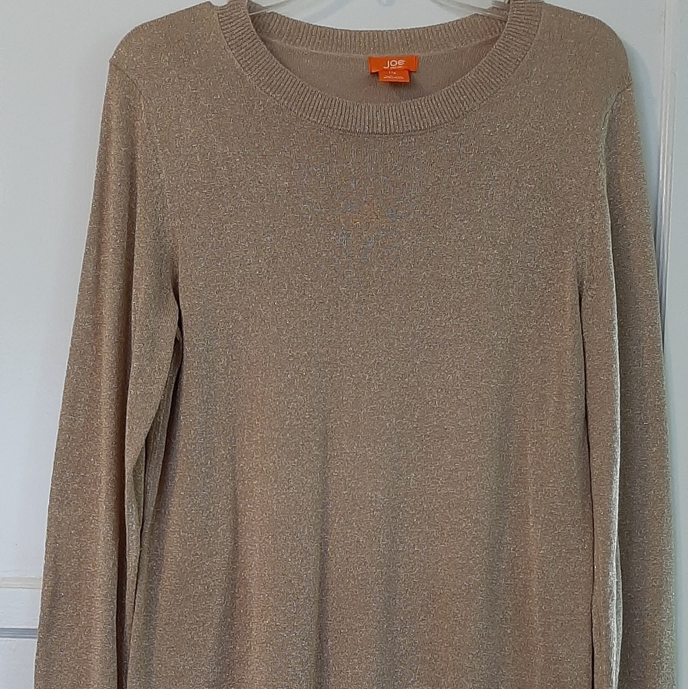 Metallic gold Ladies Long Sleeve Light Knit sweater Large Holiday Sparkle Party